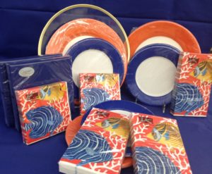Coral reef paper plates and napkins